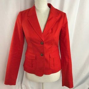 Red Orange Coat Button Up Cotton Blazer Jacket XS